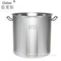 Stainless steel stock pot in oven